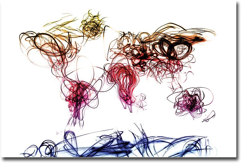 Trademark Global Michael Tompsett "Light Writing World Map" Canvas Art, 16" x 24"