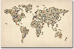 Trademark Global Michael Tompsett "World Map of Cats" Canvas Art, 22" x 32"