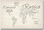 Trademark Global Michael Tompsett "Typography World Map" Canvas Art, 22" x 32"