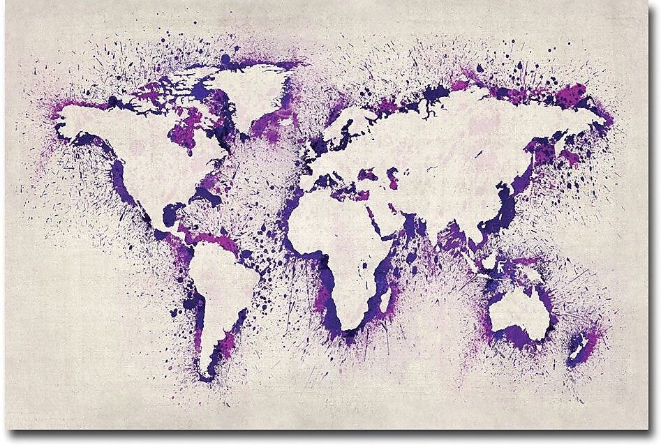 Trademark Global Michael Tompsett "Paint Outline World Map II" Canvas Art, 16" x 24"