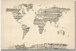 Trademark Global Michael Tompsett "Old Sheet Music World Map" Canvas Art, 30" x 47"
