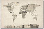 Trademark Global Michael Tompsett "Vintage Postcard World Map" Canvas Art, 16" x 24"