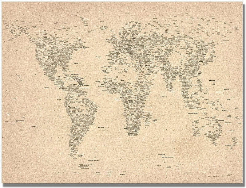 Trademark Global Michael Tompsett "World Map of Cities" Canvas Art, 22" x 32"