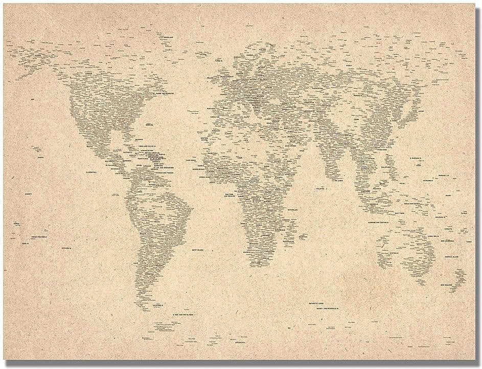 Trademark Global Michael Tompsett "World Map of Cities" Canvas Art, 22" x 32"
