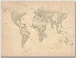Trademark Global Michael Tompsett "World Map of Cities" Canvas Art, 18" x 24"
