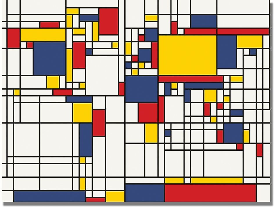 Trademark Global Michael Tompsett "Mondrian World Map" Canvas Art, 22" x 32"