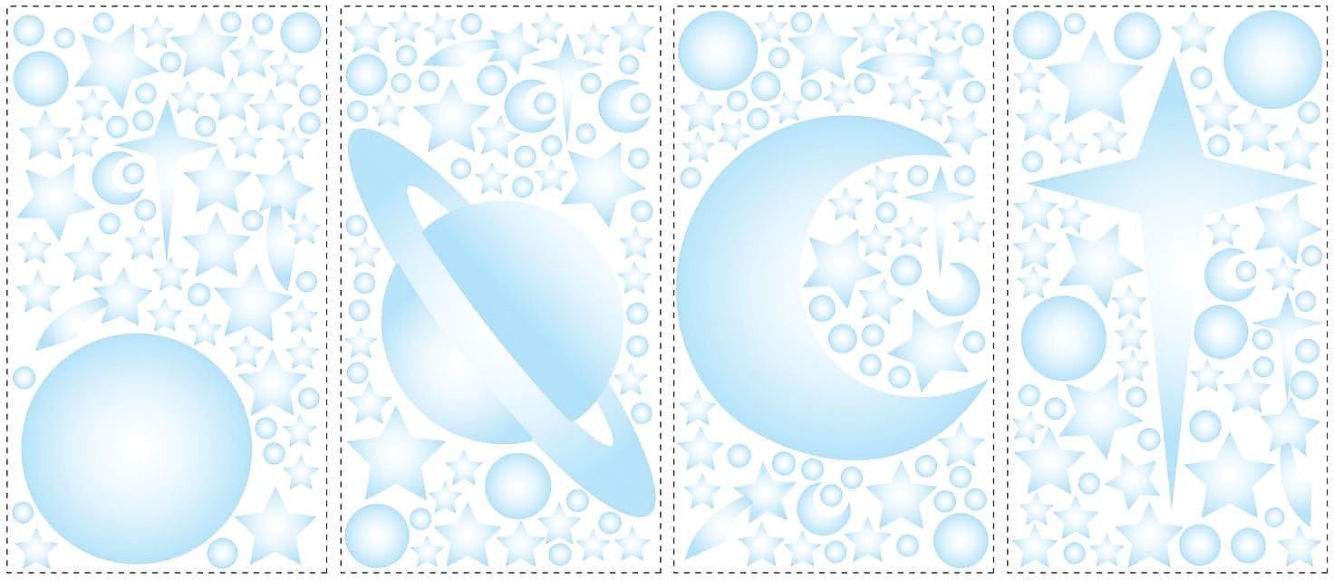 RoomMates® Celestial Stars and Planets Glow in the Dark Peel and Stick Wall Decal, 10" x 18"