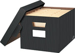 Bankers Box Stor/File Medium Duty 60% Recycled FastFold Corrugated File Box with Lid, Letter/Legal Size, Black/Gray, 4/Carton