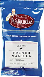 Papa Nicholas Premium Ground French Vanilla Coffee, Light Roast, 2.5 oz. Packets, 18/Carton (PCO25188)