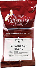 Papa Nicholas Premium Breakfast Blend Ground Coffee, Medium Roast, 2.5 oz. Packets, 18/Carton (PCO25184)