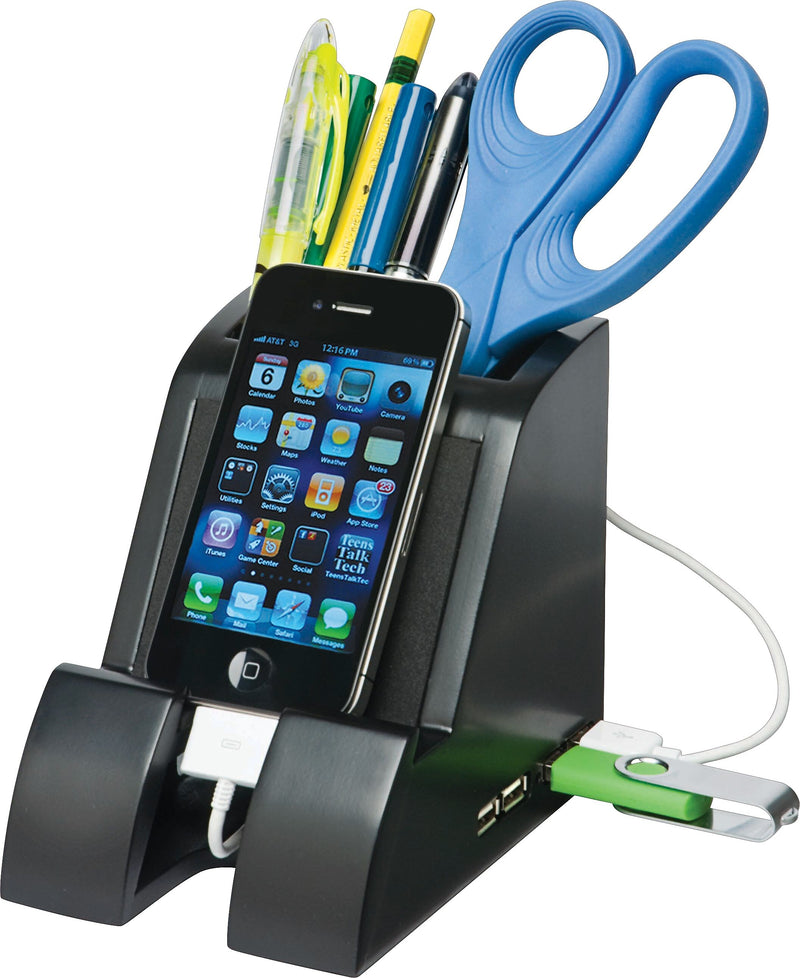 Victor Technology Smart Charge Pencil Cup™, With 4-Port USB Hub