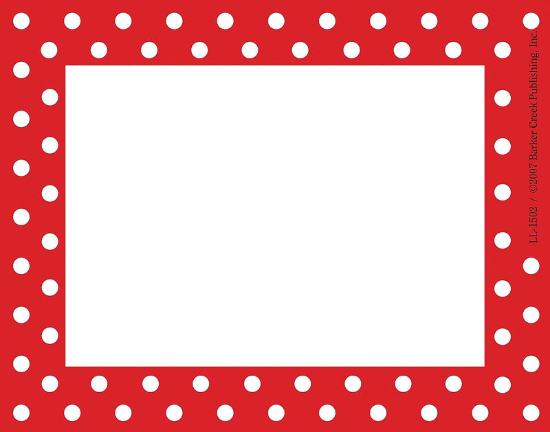 Barker Creek Self-adhesive Red & White Dots School Name Tags, 2.75" x 3.5", 45/Pack (LL1502)