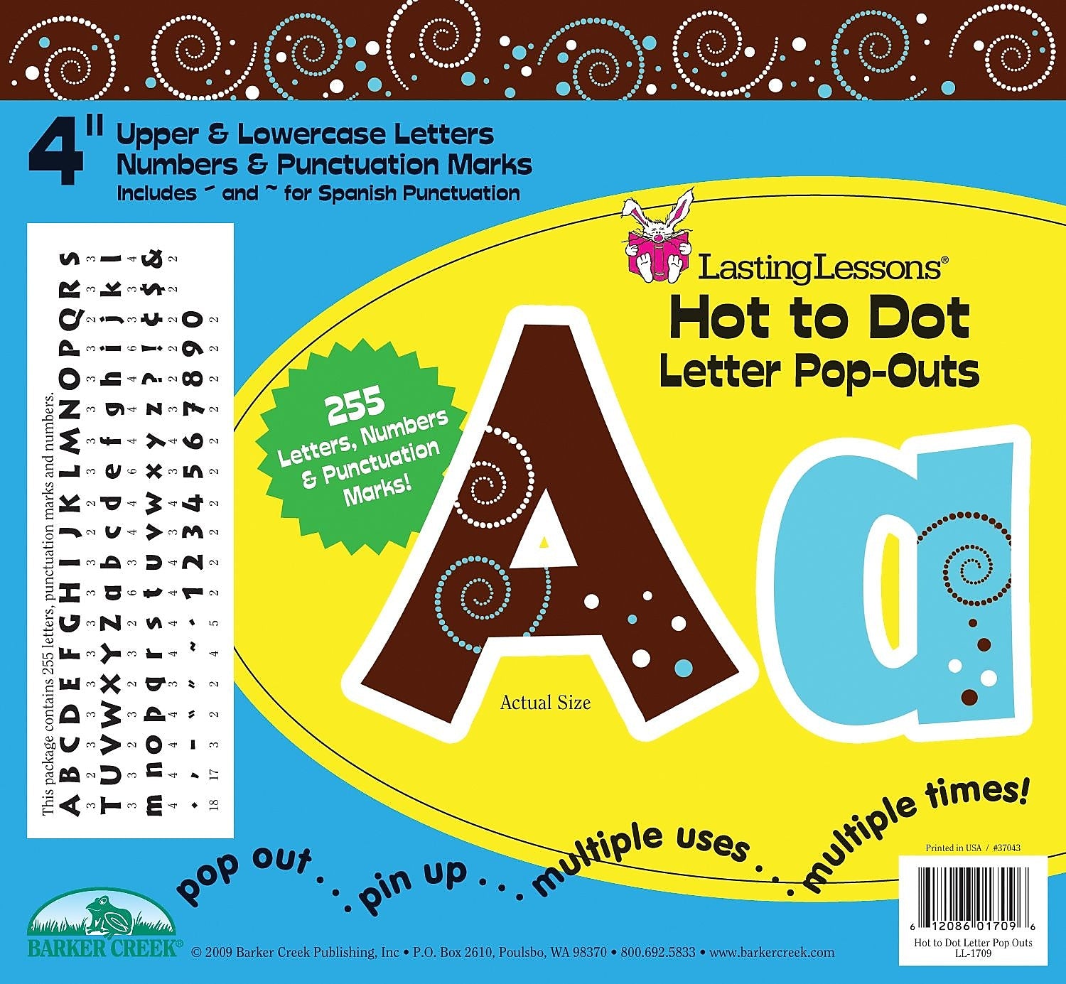Barker Creek Hot to Dot  4" Letters and Numbers, Multicolored, 255/Pack (LL1709)