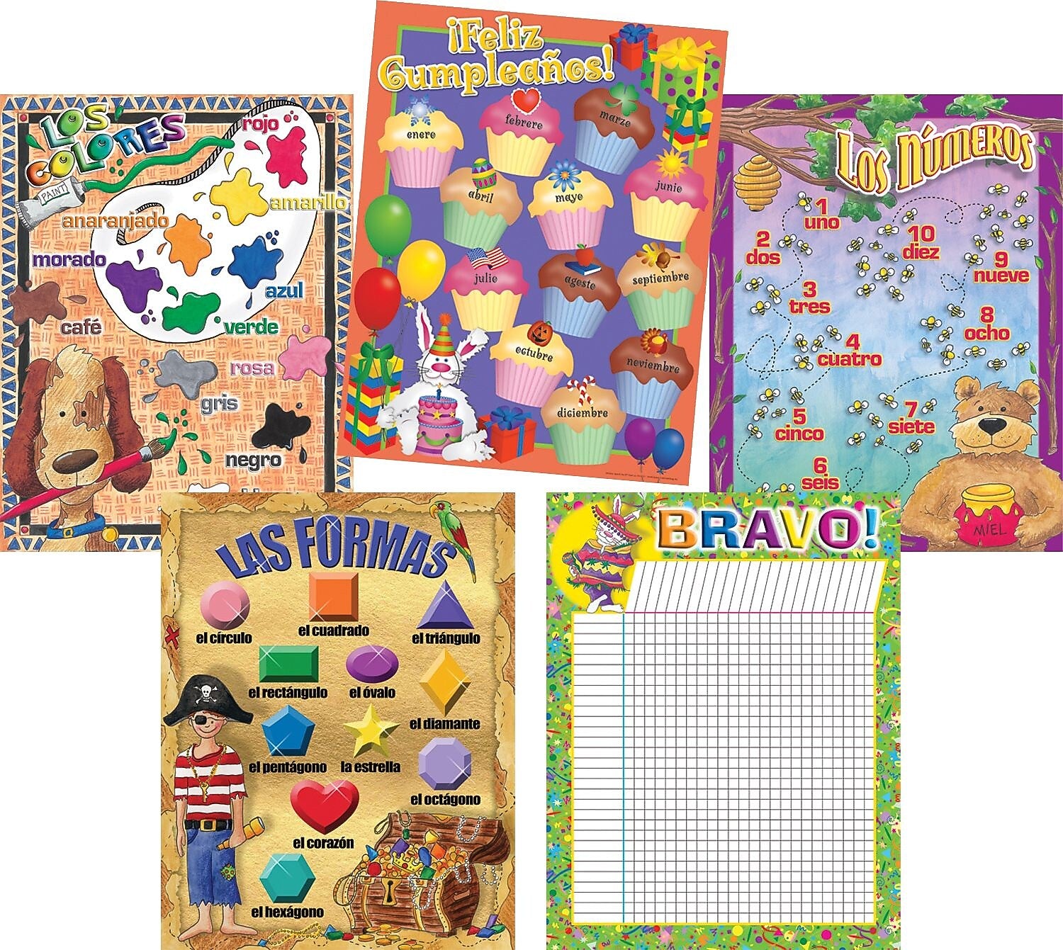 Barker Creek Spanish Chart Pack, 17" x 22"