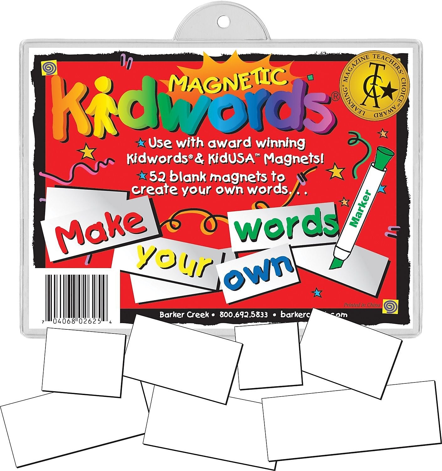 Barker Creek Learning Magnets Kidwords, Make Your Own Words, 52 Magnetic Pieces/Pack (LM2625)