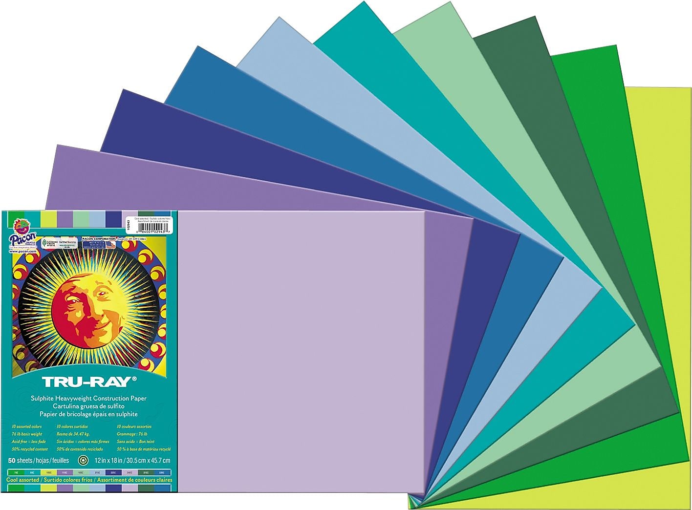 Tru-Ray 12" x 18" Construction Paper, Assorted Colors, (P102943)