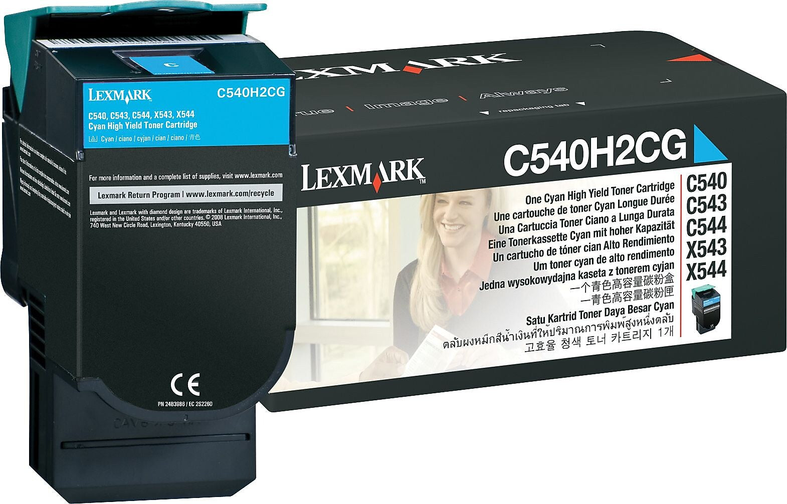 Lexmark C540H2CG Cyan High Yield Toner Cartridge, Prints Up to 2,000 Pages