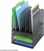 Safco® Onyx™ 3266 Mesh Desktop Organizer, Mesh Desk Organizer 3 Horizontal 5 Upright, Black