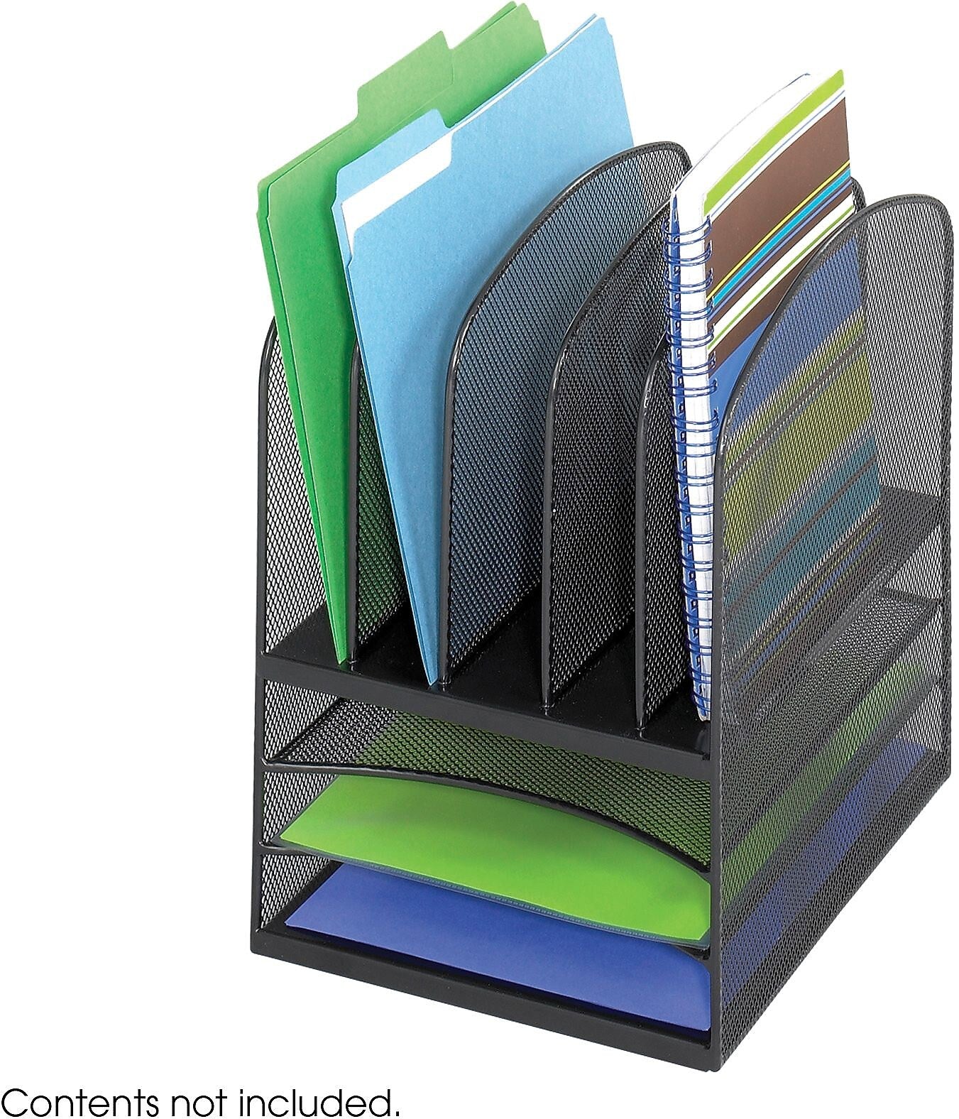 Safco® Onyx™ 3266 Mesh Desktop Organizer, Mesh Desk Organizer 3 Horizontal 5 Upright, Black