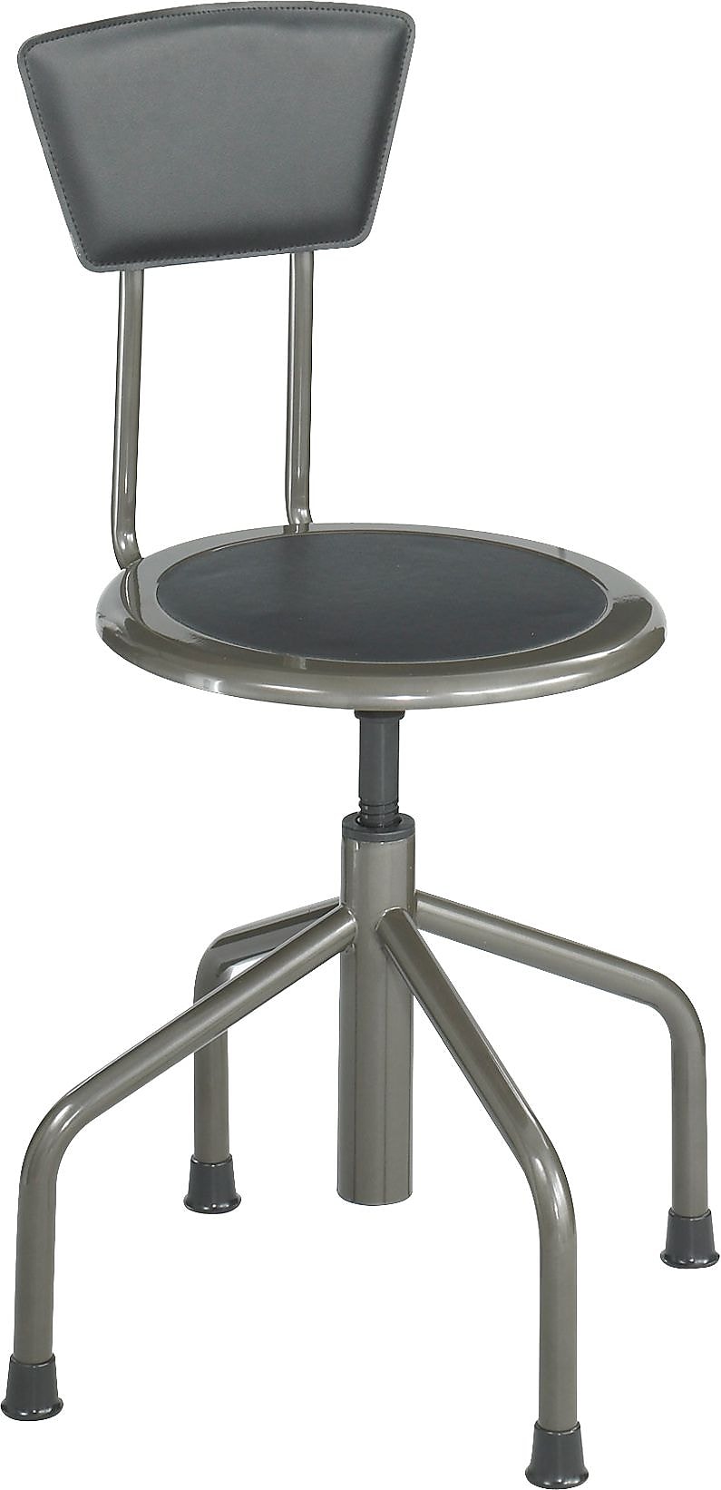 Safco Diesel Low Base with Back Leather Recycled Leather/Steel Industrial/Shop Stool, Pewter (6668)