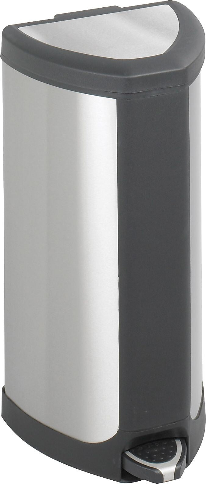 Safco Stainless Steel Step Trash Can, 4 Gallon, Black (9685SS)