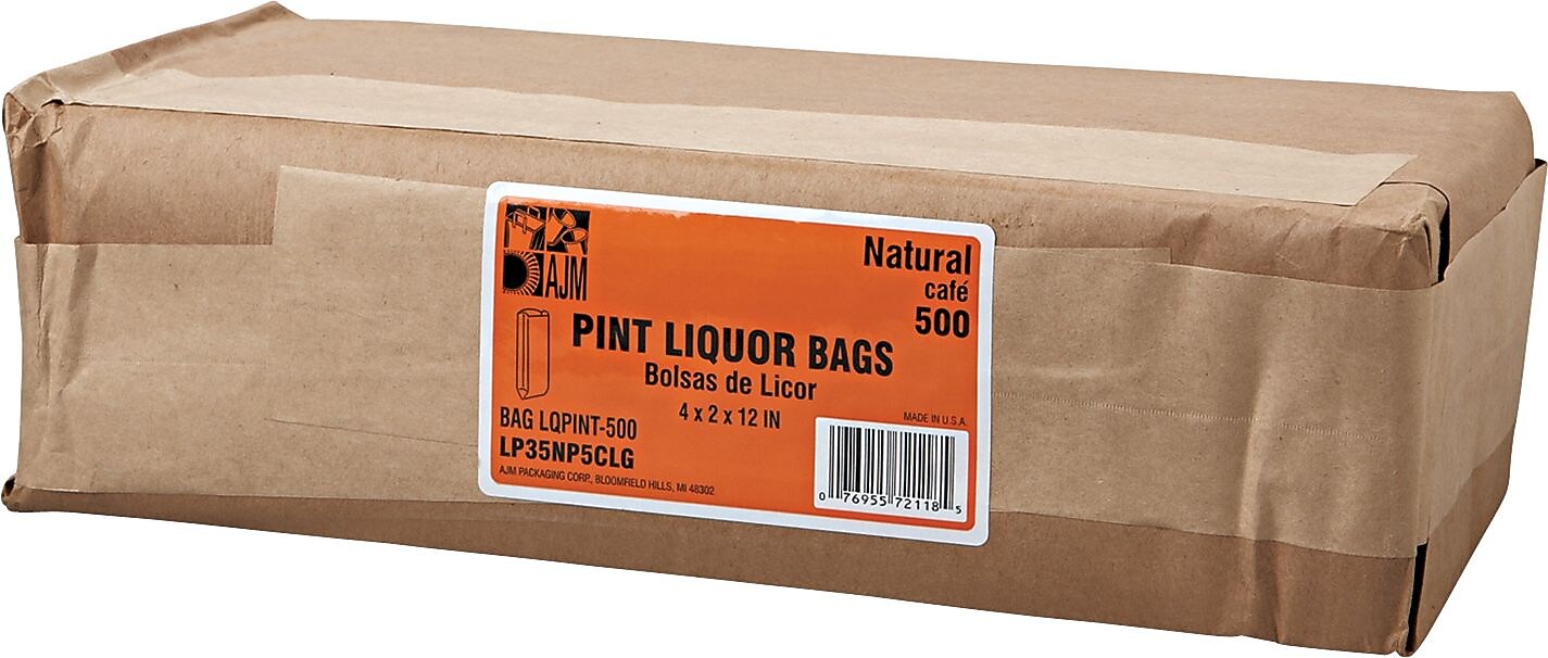 General Pint Paper Liquor Bag, 35lb Kraft, Standard 3 3/4 X 2 1/4 X 11 1/4, 500 Bags