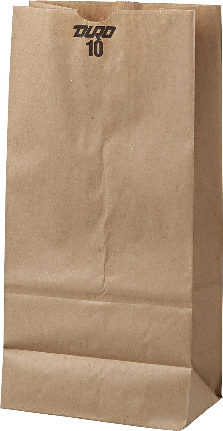 General #10 Paper Grocery Bag, 35lb Kraft, Standard 6 5/16 X 4 3/16 X 13 3/8, 500 Bags