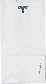 Duro Bag GW Series 11 1/16"H x 6"W x 3 5/8"D Kraft Paper Grocery Bag, White, 500/PK (BAGGW6500)