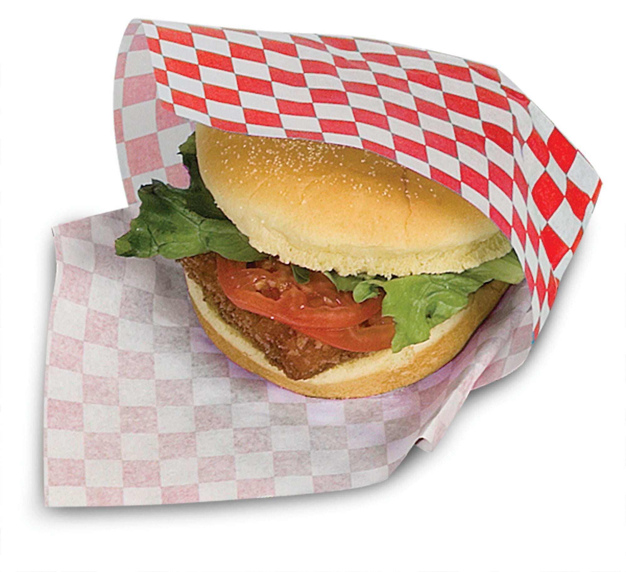 Bagcraft Papercon® 057700 Paper Wrap and Basket Liner, 12"(W) x 12"(L), Red Check