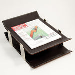 Bey-Berk Double Letter Tray With Gold Plated Accents, 15 1/2"(L) x 11"(W) x 6"(H) (D1226)