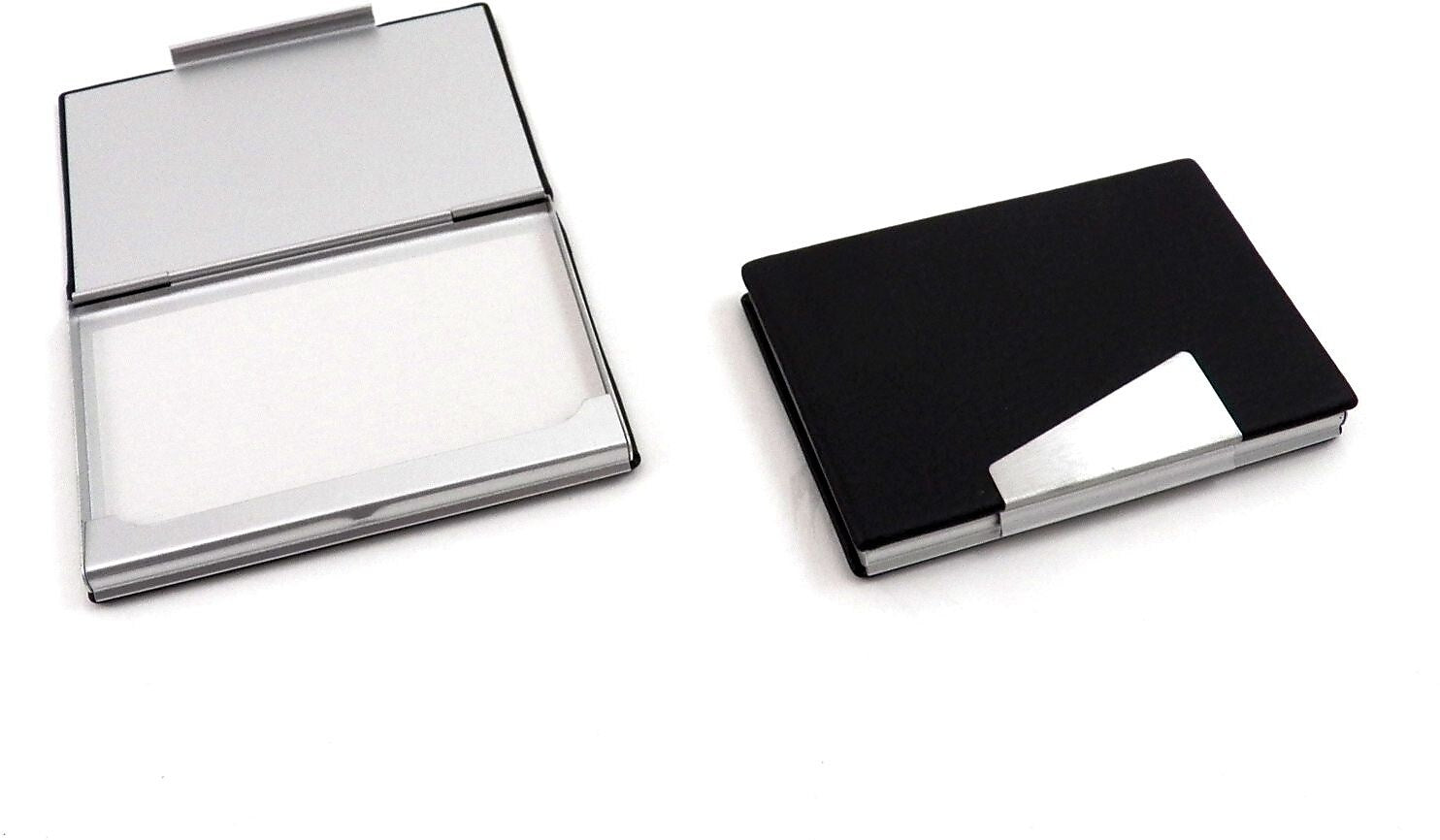 Bey-Berk Leather Business Card Case with Aluminum Trim, Brown (D259B)