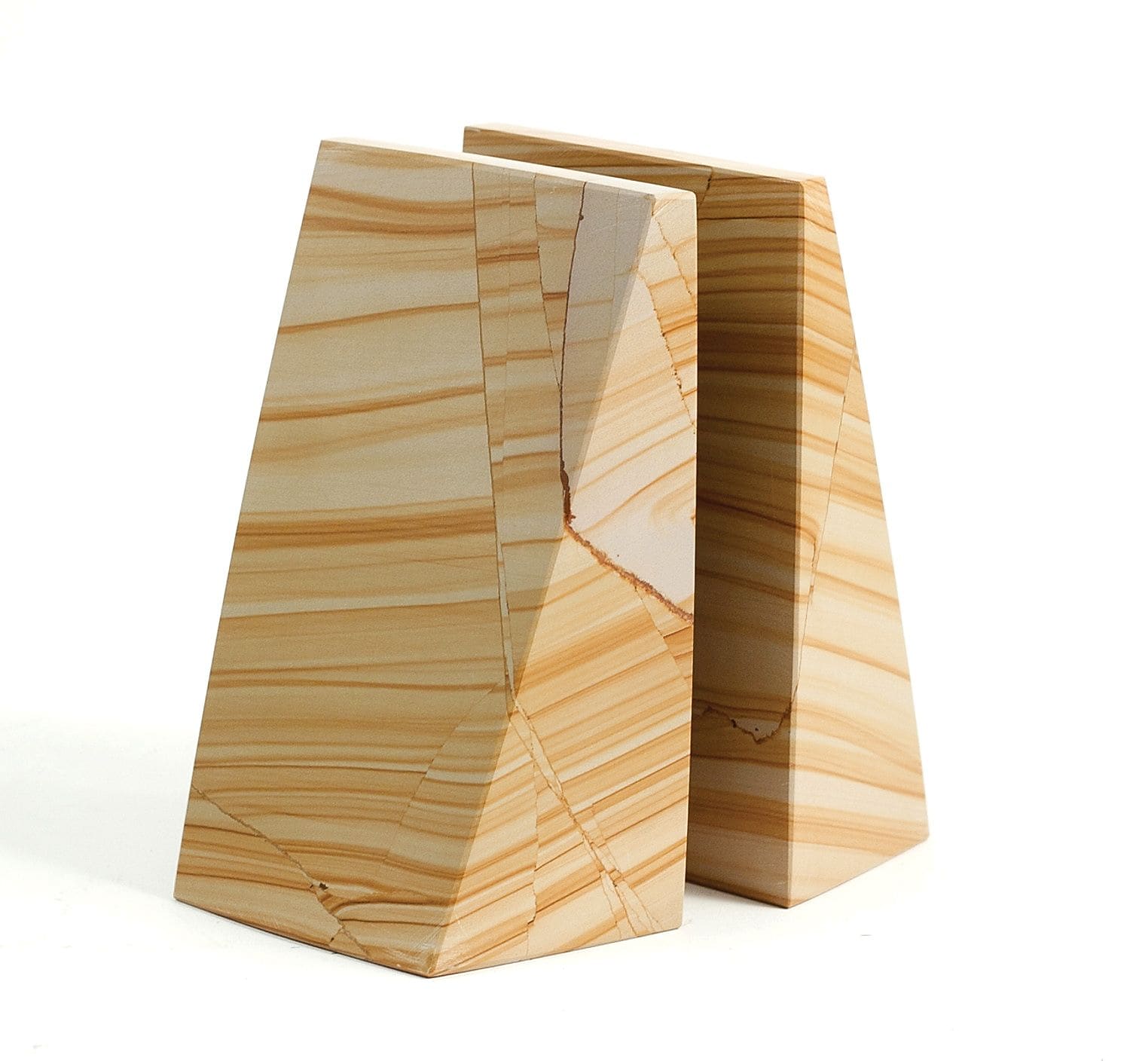 Bey-Berk Marble Marble Book Ends, 6"H, Beige (R10S)