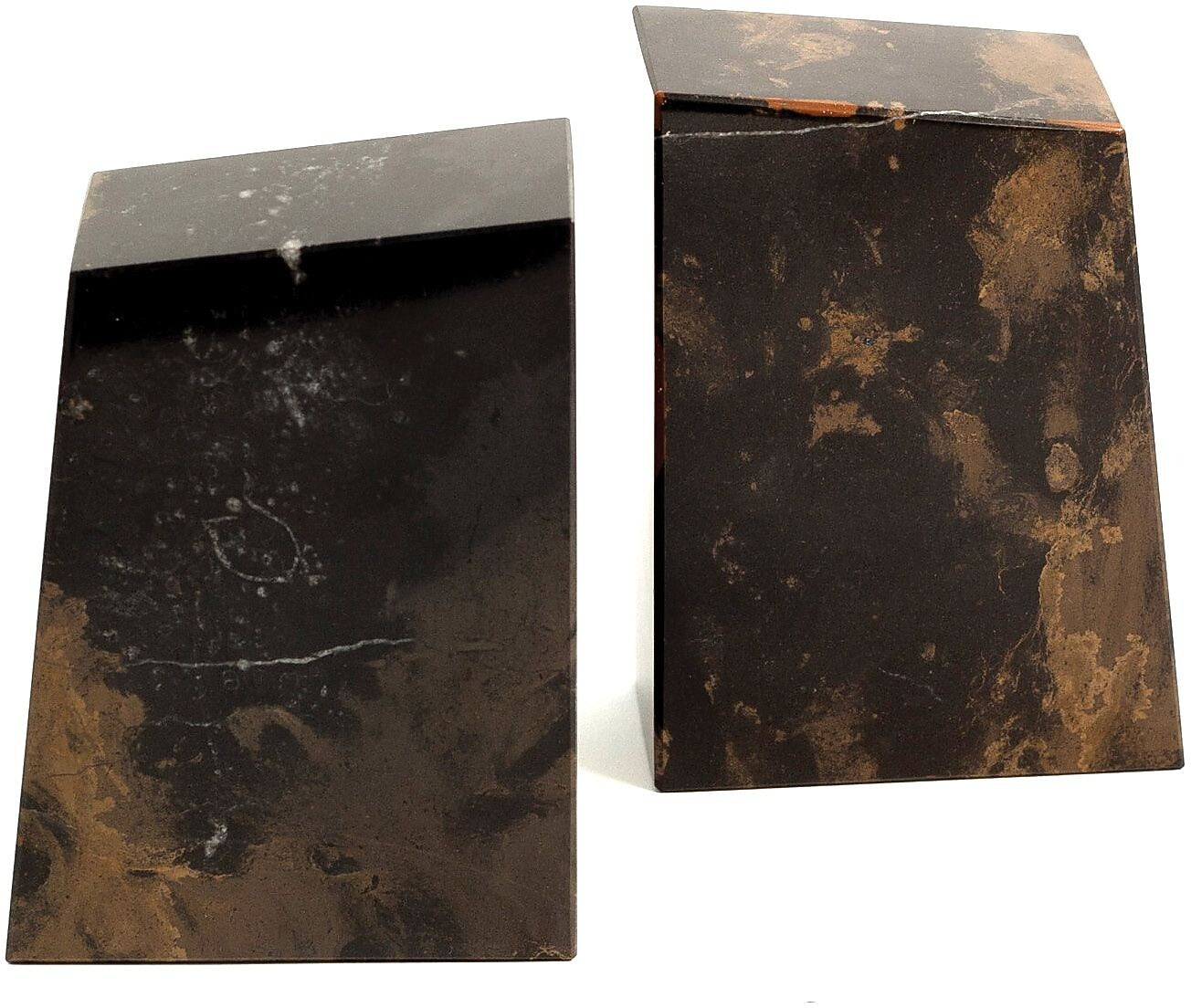 Bey-Berk Marble Book Ends, 6"H, Brown (R11)