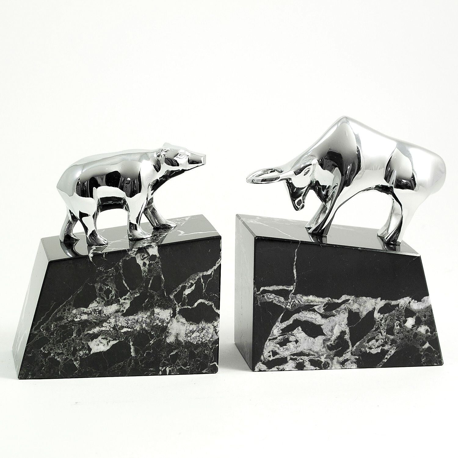 Bey-Berk Bull and Bear Book Ends, 6.5"H, Black (R19X)