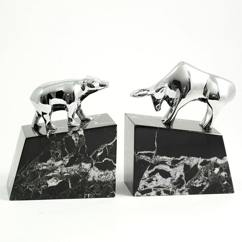 Bey-Berk Bull and Bear Book Ends, 6.5"H, Black (R19X)