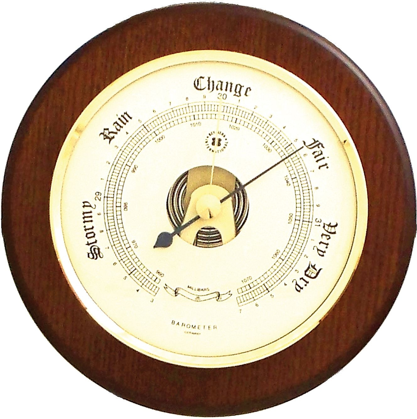 Bey-Berk Brass and Cherry Wood Indoor Barometer (WS072)