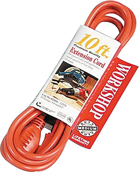 Coleman Cable 10' Outdoor Extension Cord, 16 AWG, Orange (172-02304)
