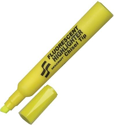AbilityOne Highlighter, Chisel Tip, Yellow, 12/Pack (NIB009044476)