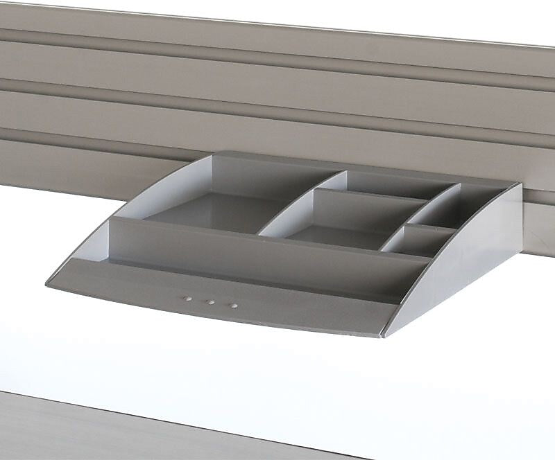 Workrite Sierra Accessory Tray for Tool Bar, Silver, 2"H x 9 1/2"W x 10"L