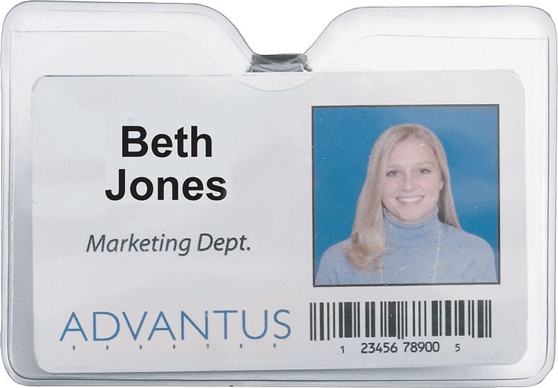 Advantus ID Badge Holder - Horizontal with Clip, 4" x 3" Insert Size, 50/Pack (75456)