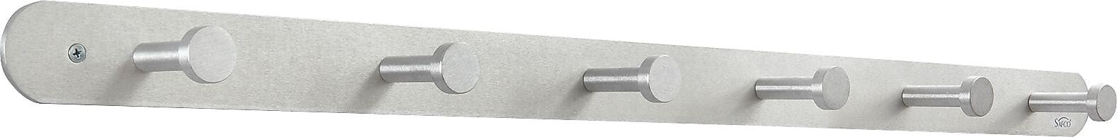 Safco Nail Head Coat Hook, 6 Hook, Satin Aluminum, Each  (4202)