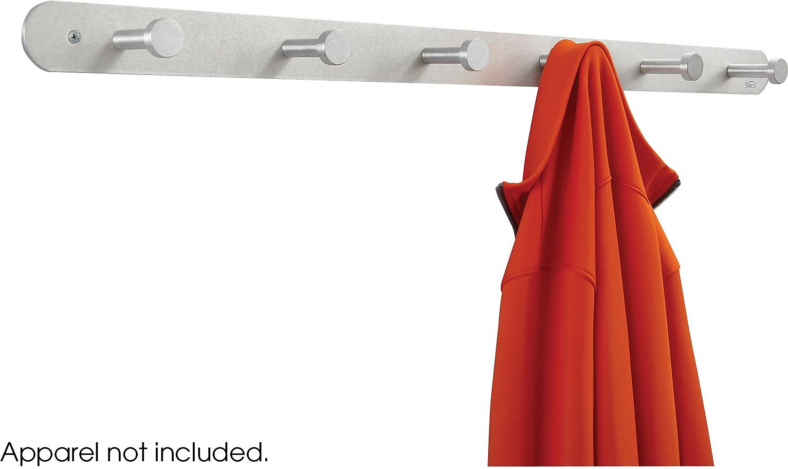 Safco Nail Head Coat Hook, 6 Hook, Satin Aluminum, Each  (4202)