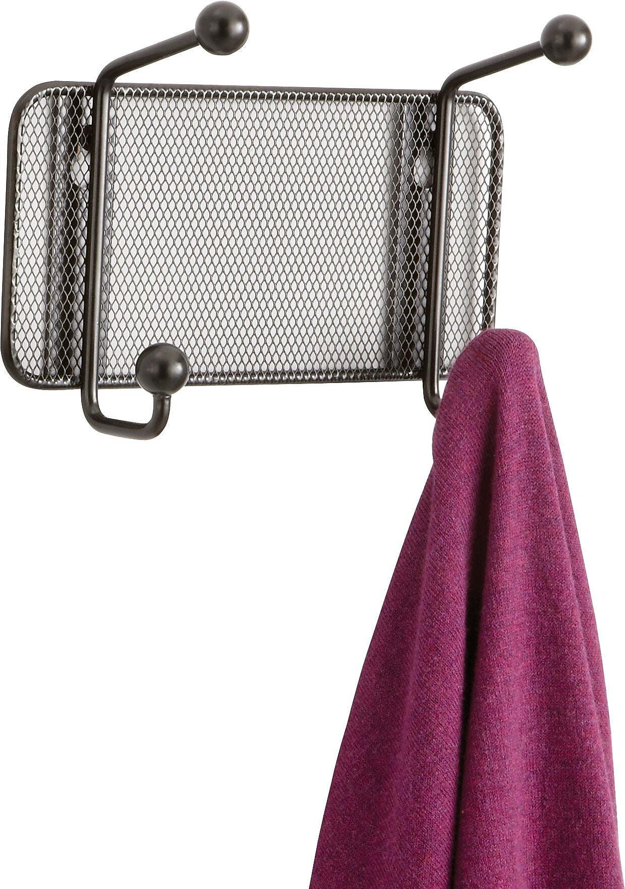 Safco Onyx 2 Hook Wall Rack, Black, Mesh (6401BL)