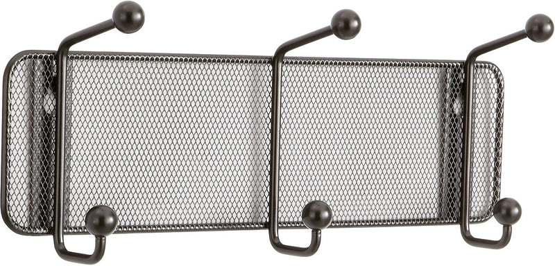 Safco Onyx Mesh Wall Rack, 3 Hook, Black, 5 1/2"H x 14 3/4"W x 3"D (6402BL)