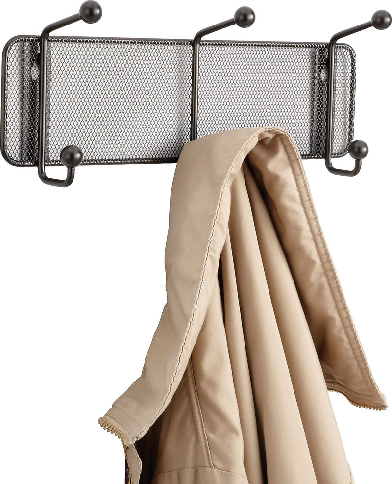 Safco Onyx Mesh Wall Rack, 3 Hook, Black, 5 1/2"H x 14 3/4"W x 3"D (6402BL)