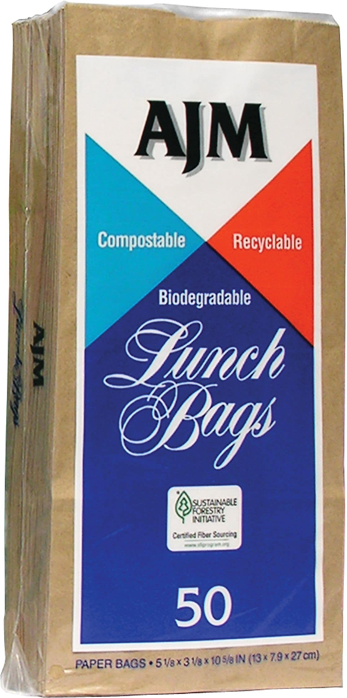 AJM Packaging Paper 10.63"H x 5.13"W x 3.13"D Standard Lunch Bags, Brown, 1200/Pack
