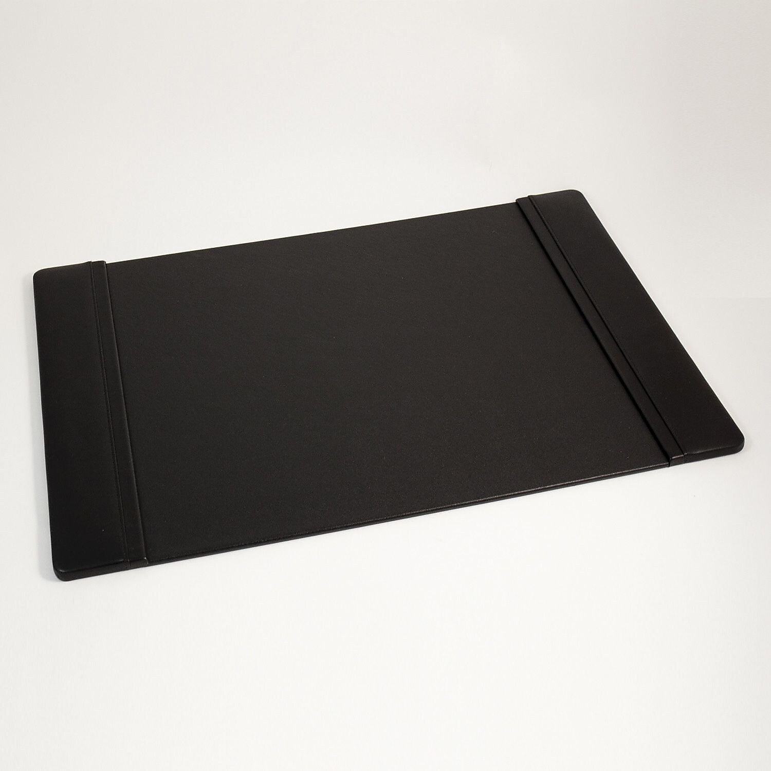 Bey-Berk Faux leather Desk Pad with Side Rail, 17" x 26", Black (D413)