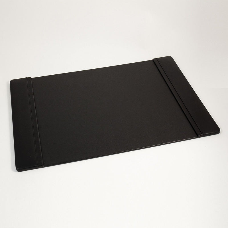 Bey-Berk Faux leather Desk Pad with Side Rail, 17" x 26", Black (D413)