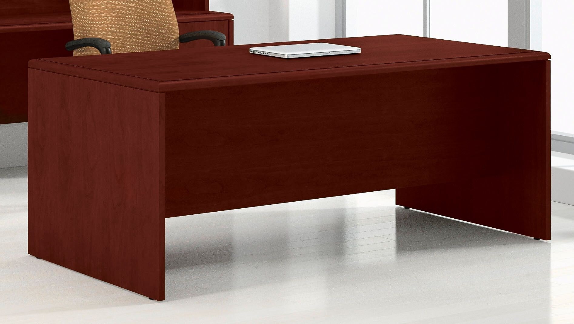 National Office Furniture Arrowood™ Laminate Double Pedestal Desk, Cordovan, 29 1/2" H x 71 3/4" W x 35 3/4"D