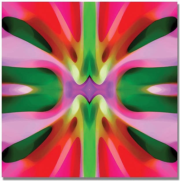 Trademark Global Amy Vangsgard "Tree Light Symmetry Pink and Green" Canvas Art, 18" x 18"